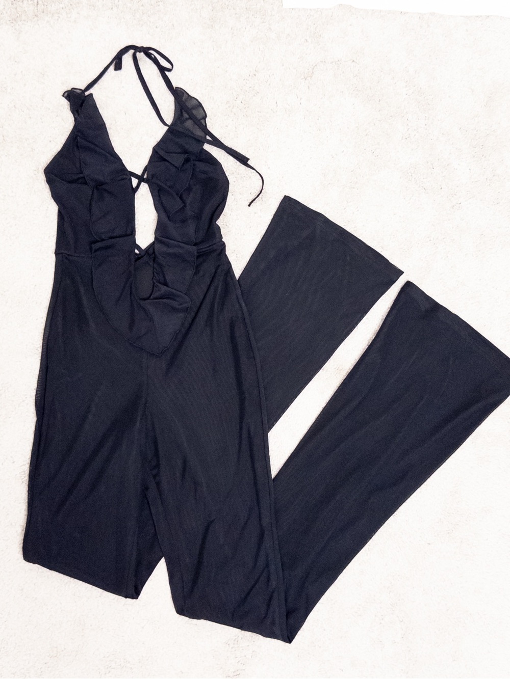 Outcast Maylyn Black Halter Ruffle Flare Jumpsuit Size S - Picture 4 of 10